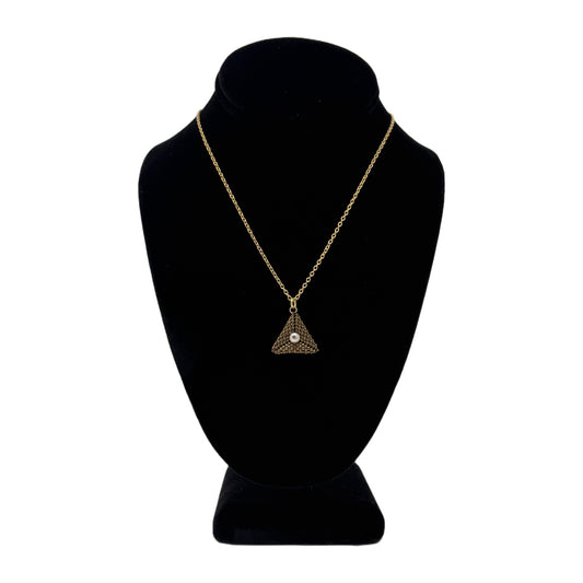 Beadsong Jewelry Small Triangle Necklace, Pearl