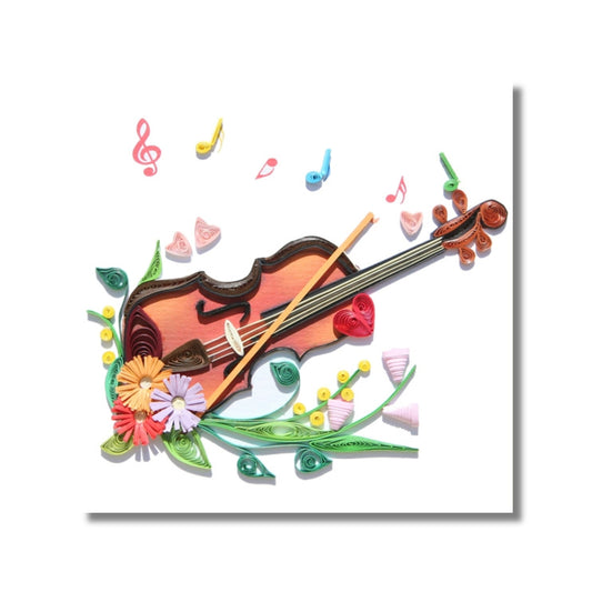 Quilled Card — Violin with Flowers