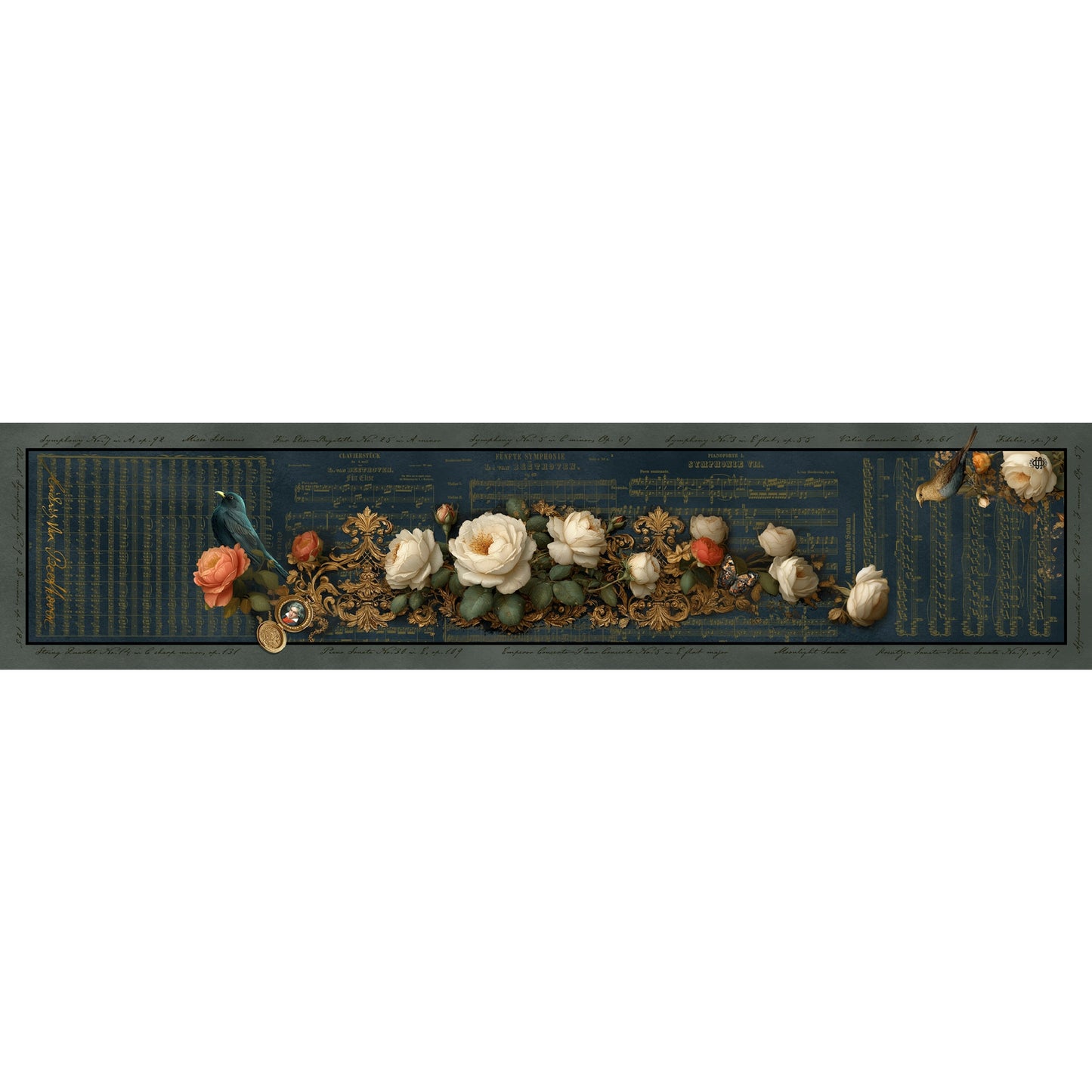 Beethoven & Flowers Silk Scarf