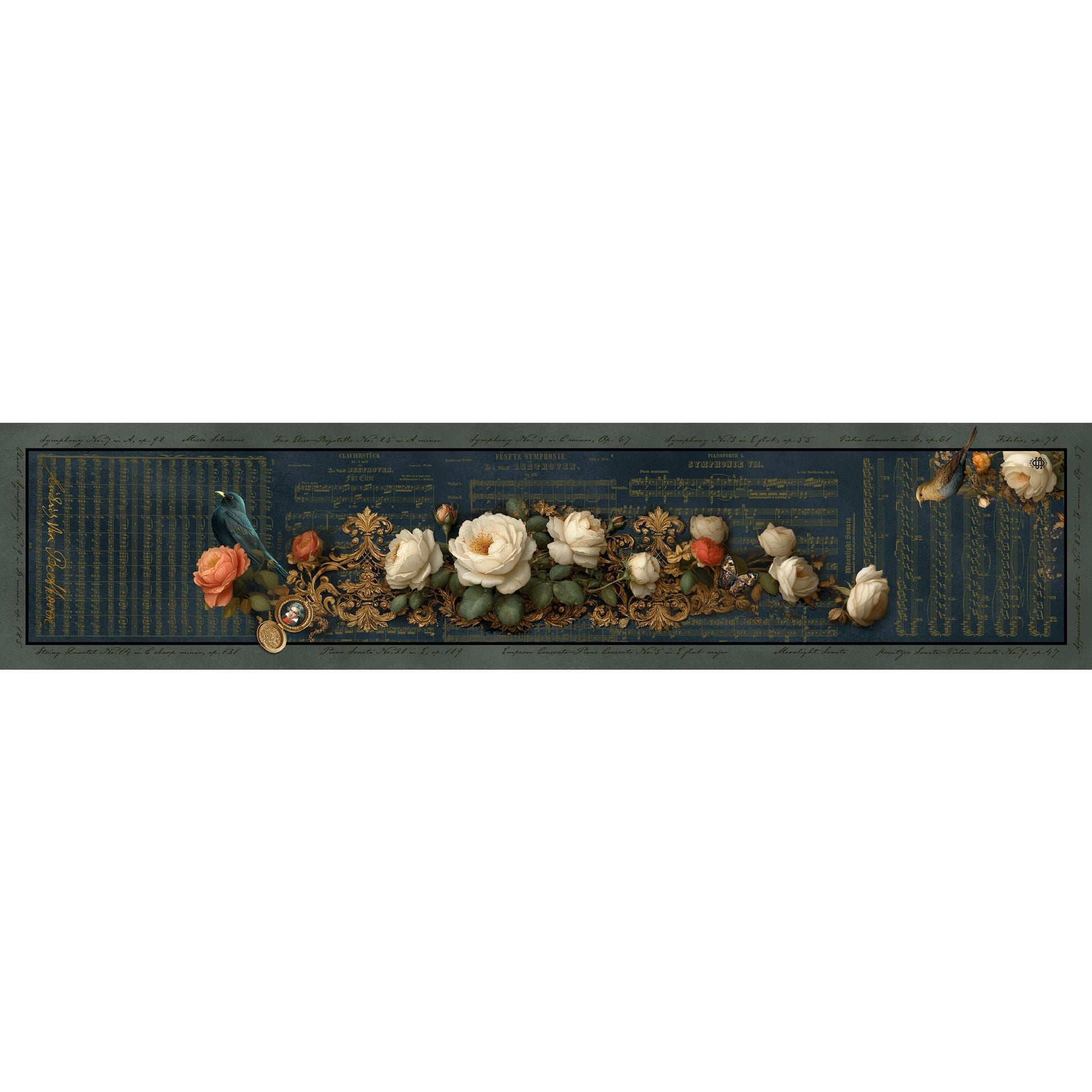 Beethoven & Flowers Silk Scarf