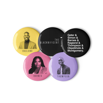 The Blacknificent 7 Button Pins — Set 2