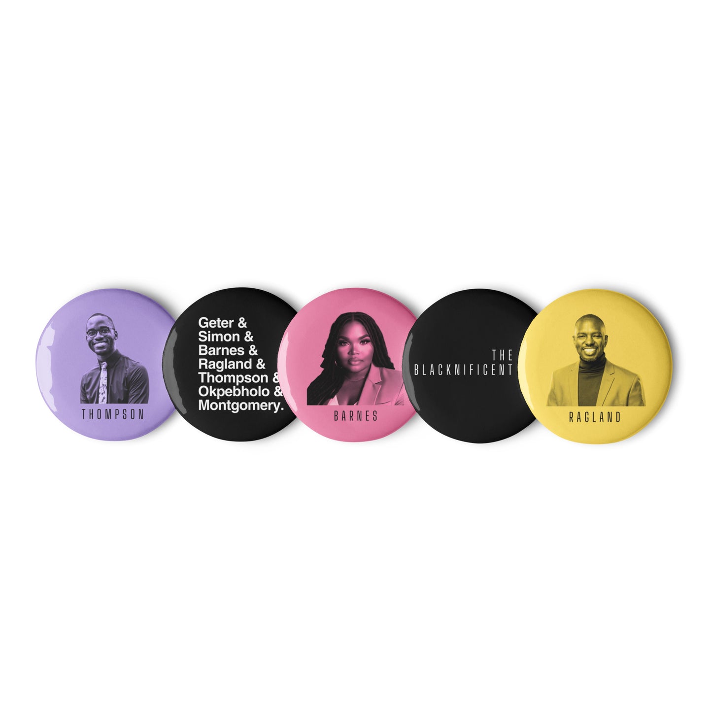 The Blacknificent 7 Button Pins — Set 2