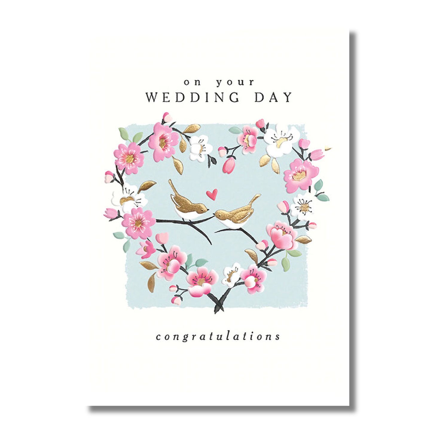 Wedding Card — Birds in a Floral Wreath