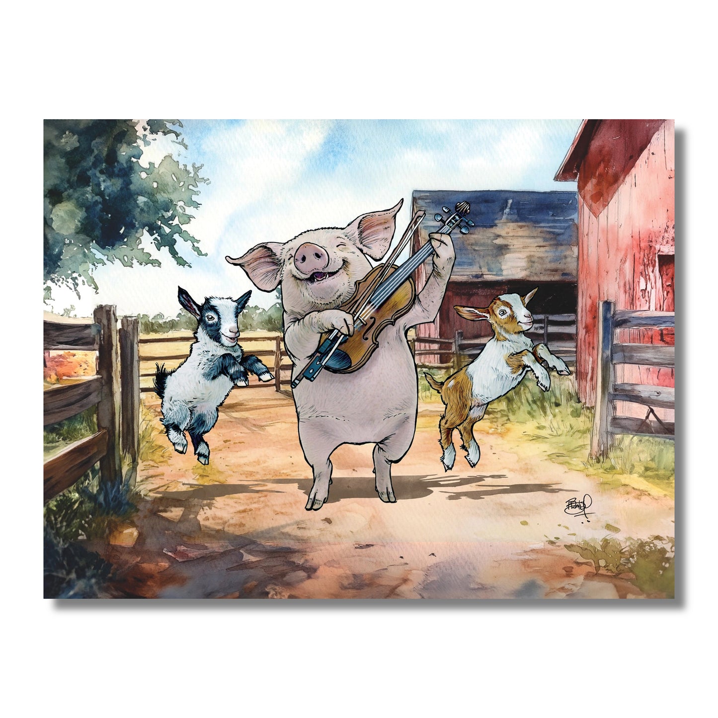 Blank Card — Fiddling Farm Animals