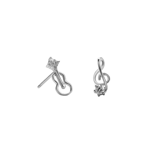 Treble Clef & Violin Petite Earrings, Silver
