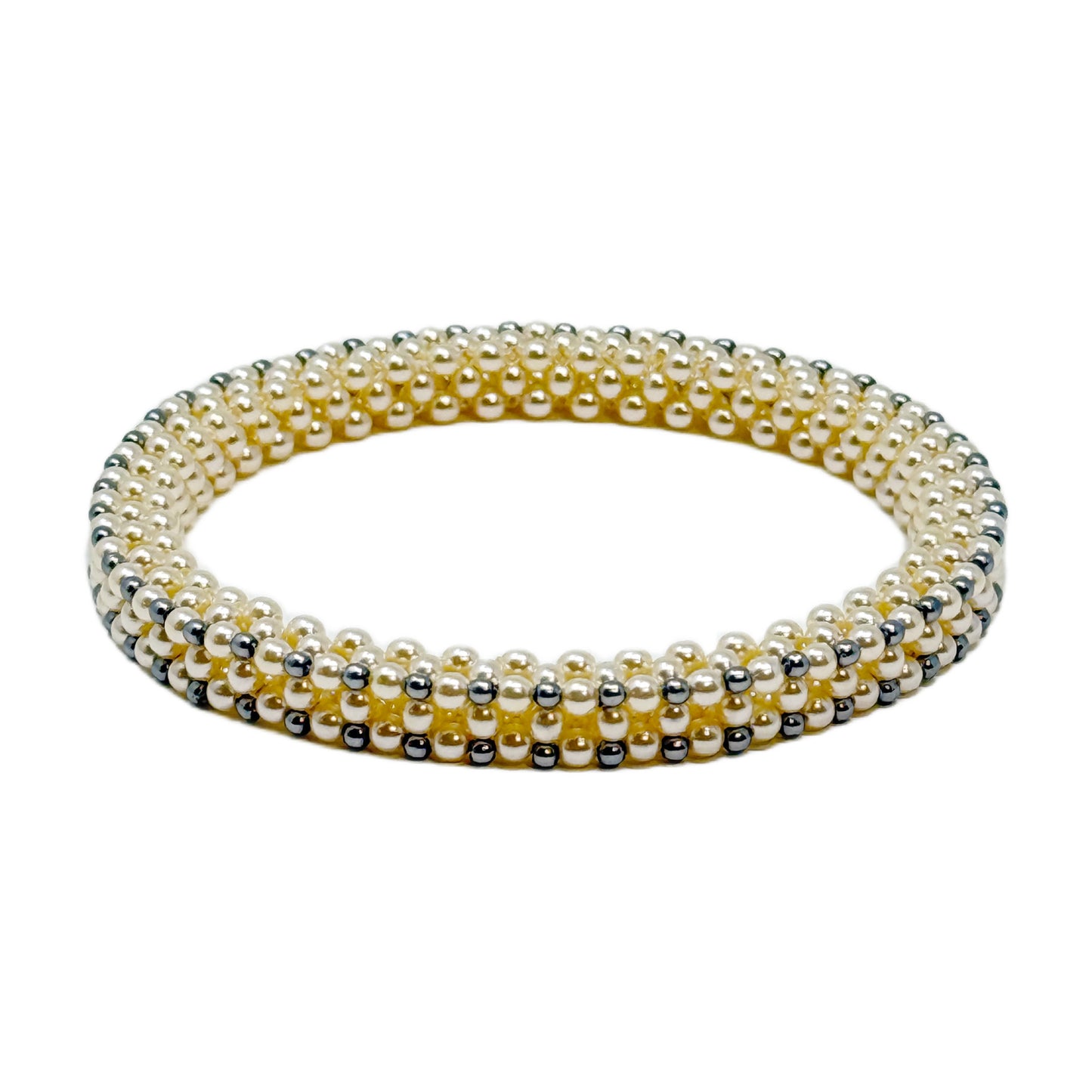 Beadsong Jewelry Bangle Bracelet, Pearl/Silver