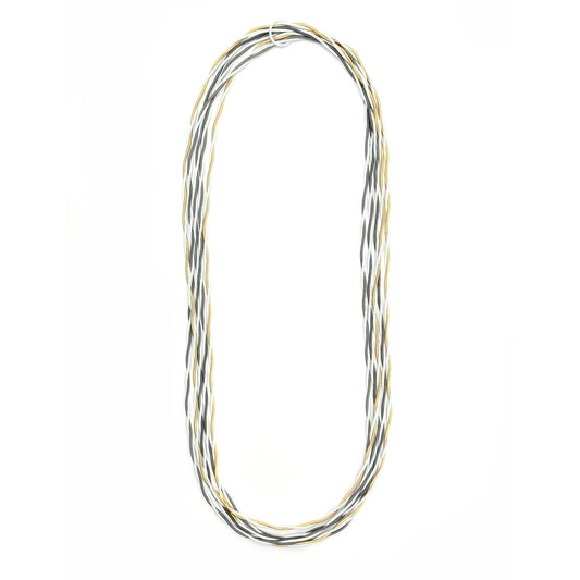 Piano Wire Twists Long Necklace, Gold/White