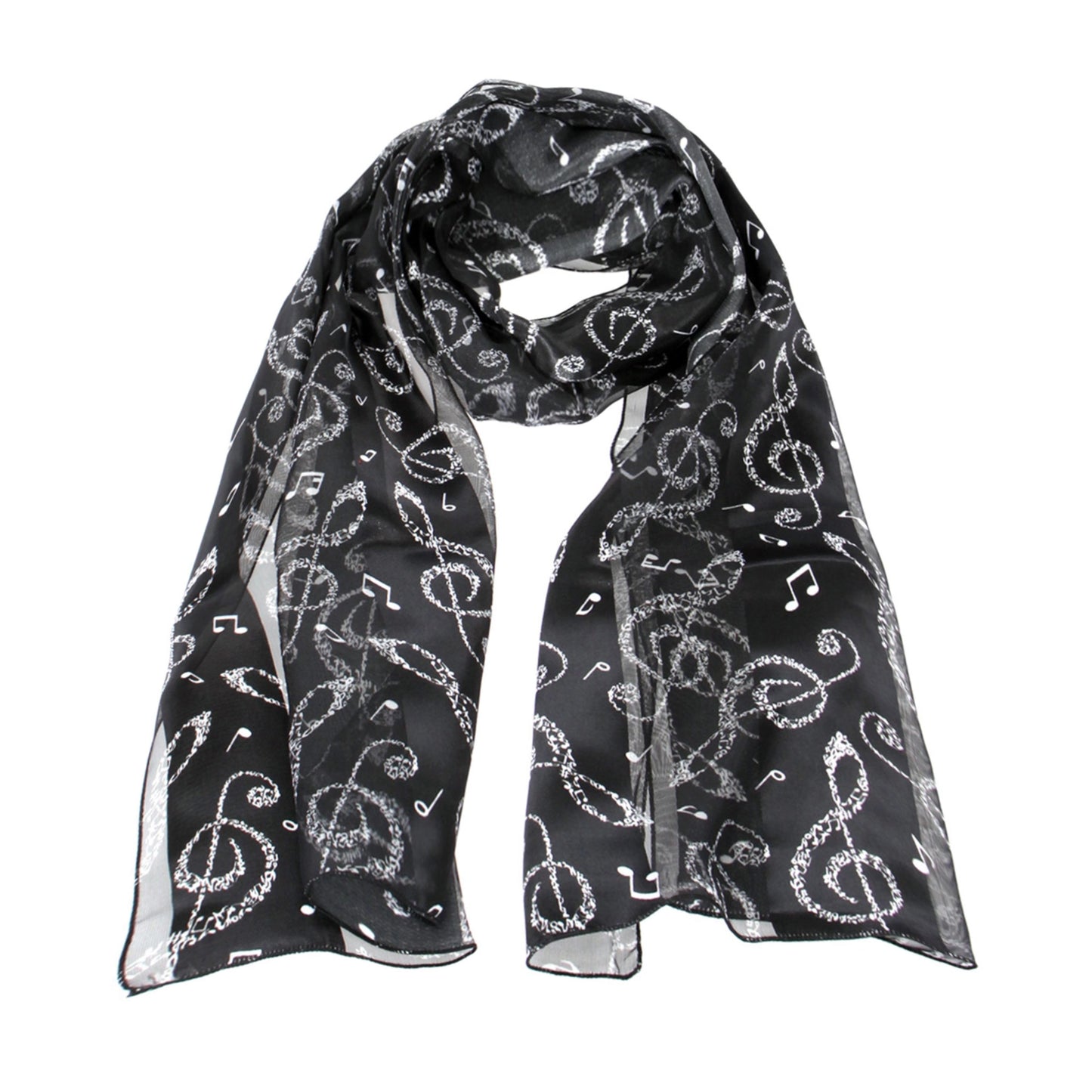 Miniature Music Notes Scarf, Black