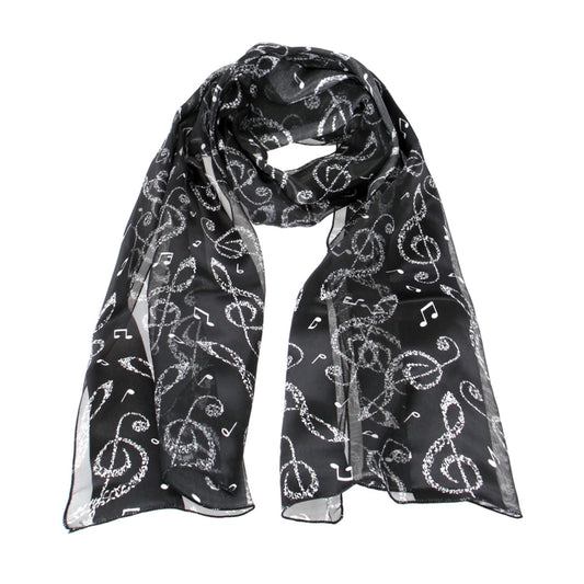 Miniature Music Notes Scarf, Black