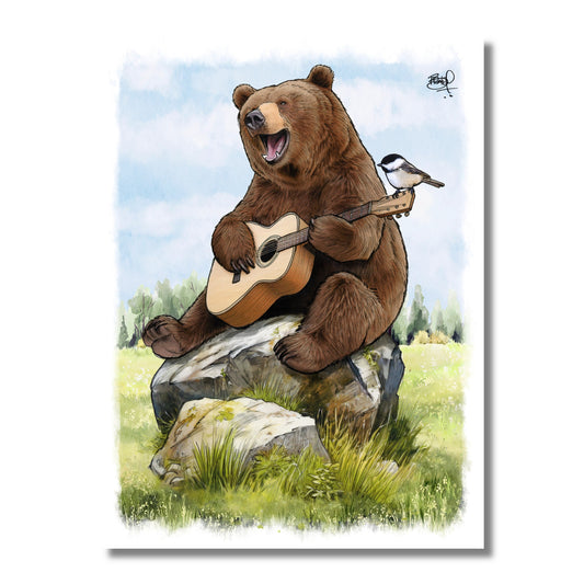 Blank Card — Bear & Bird Playing the Guitar