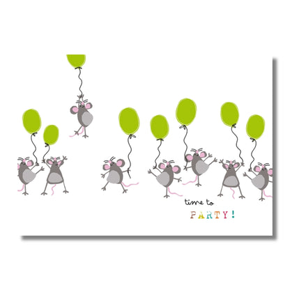 Birthday Card — Black Cat, Dancing Mice