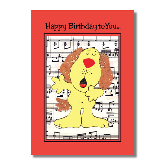 Birthday Card — Singing Dog on Score