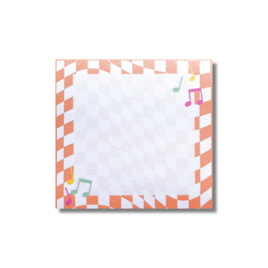 Music Notes Checkerboard Sticky Notes, Orange