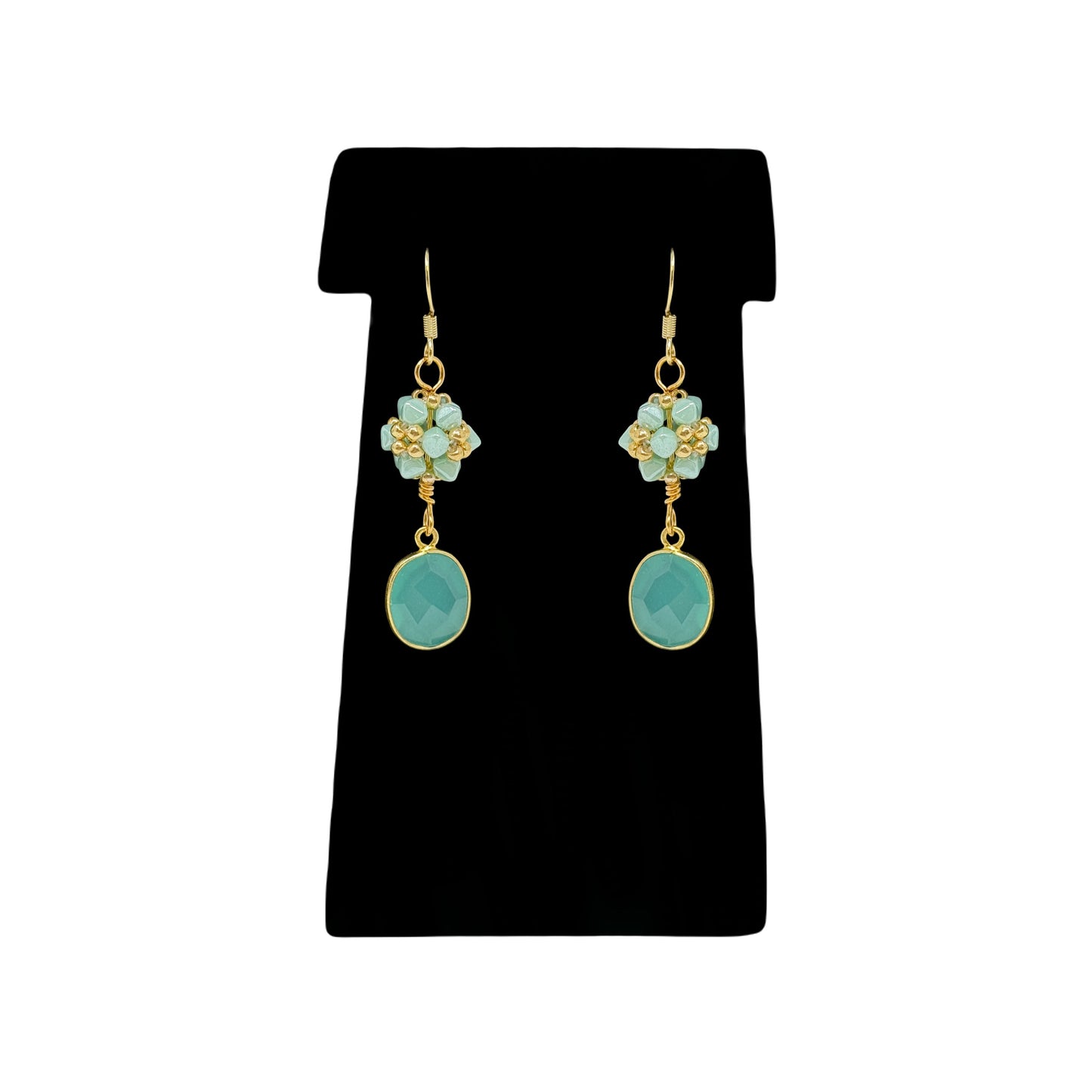 Beadsong Jewelry Aventurine Ball with Drop, Gold