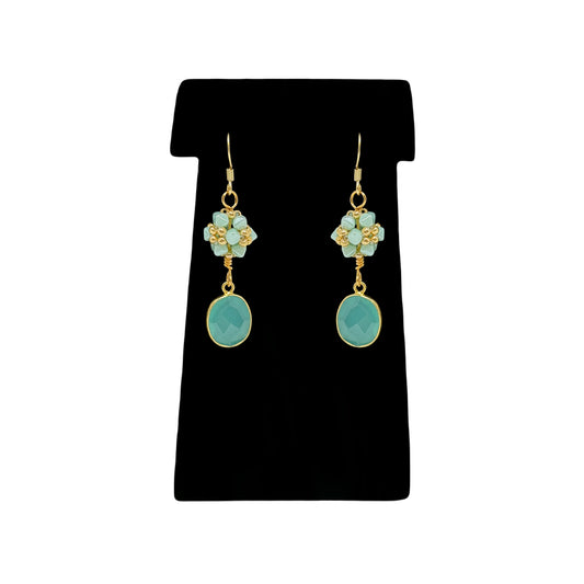 Beadsong Jewelry Aventurine Ball with Drop, Gold