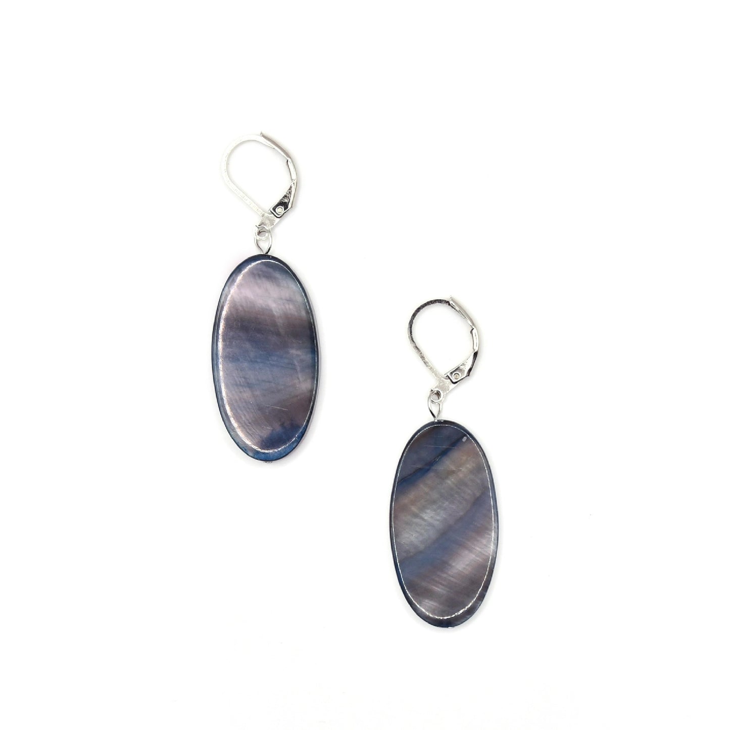 Mother of Pearl Oval Earrings, Black