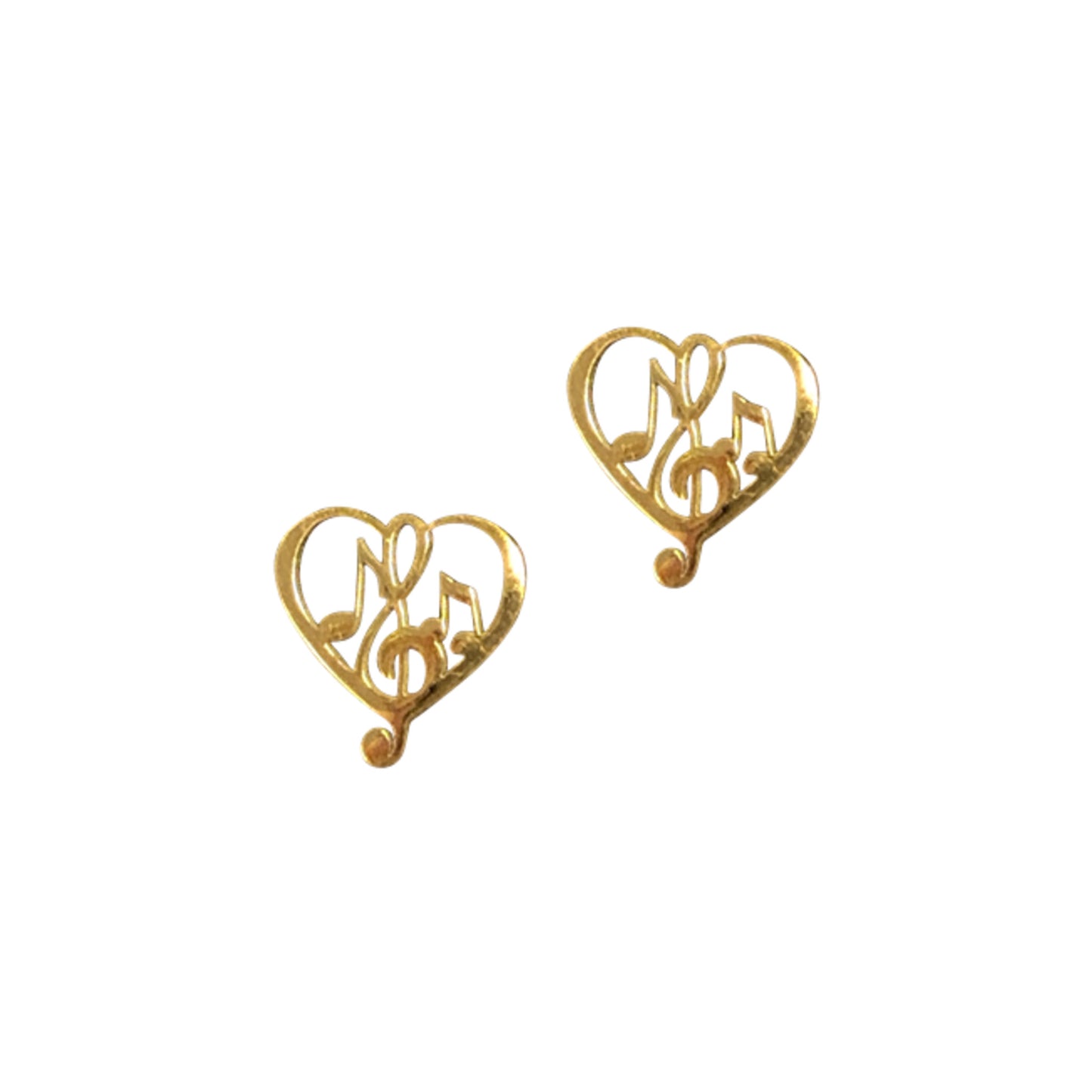 Treble Clef & Music Notes Heart Petite Earrings, Gold