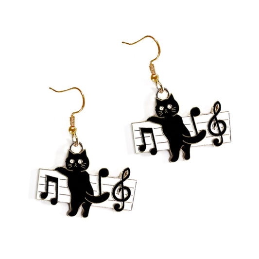 Cat on the Staff Earrings