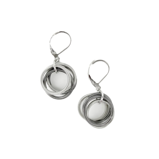 Piano Wire Loop Earrings, Silver & Slate