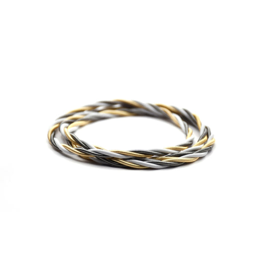 Piano Wire Twists Bracelet, Gold & White