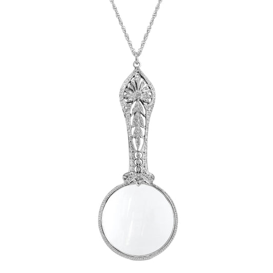Antiquities Couture Magnifying Glass Necklace, Silver
