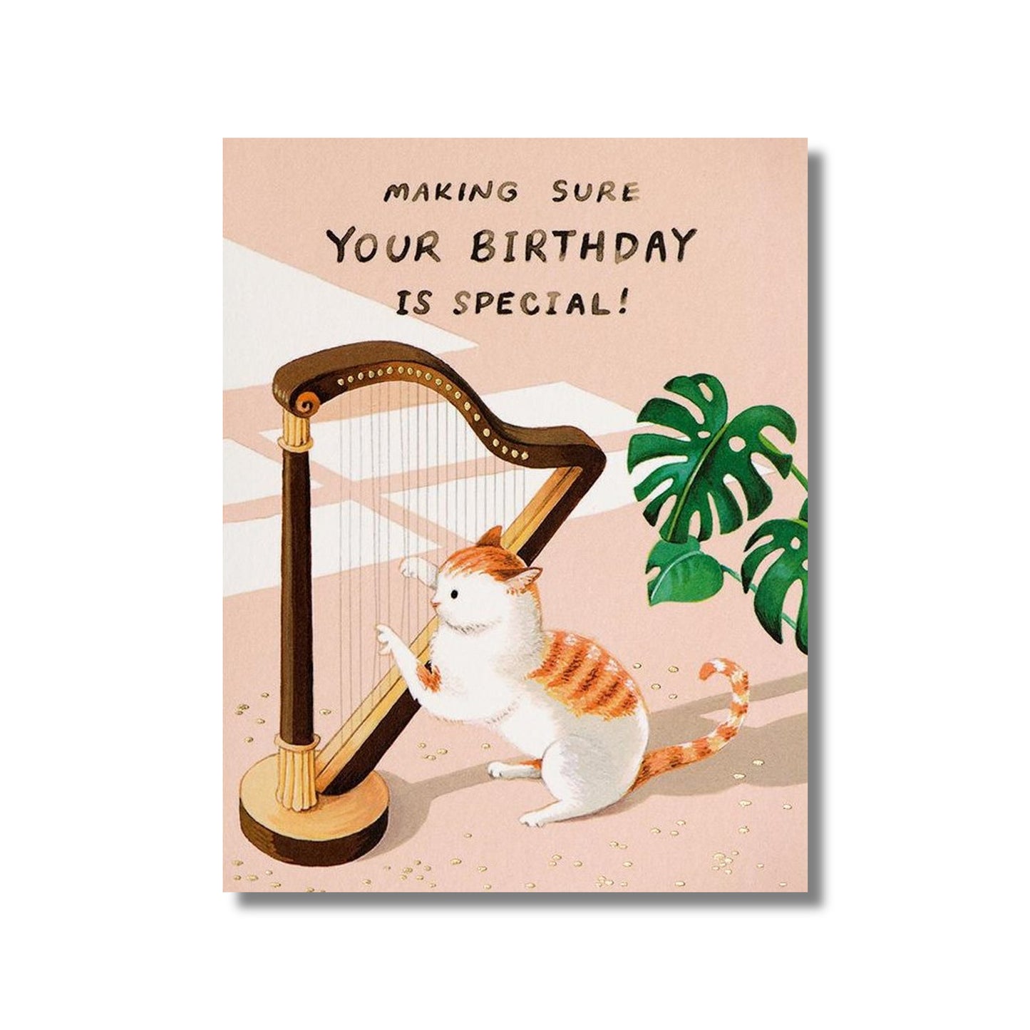 Birthday Card — Cat Playing the Harp