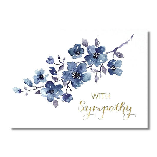 Sympathy Card — Glittering Blue Flowers
