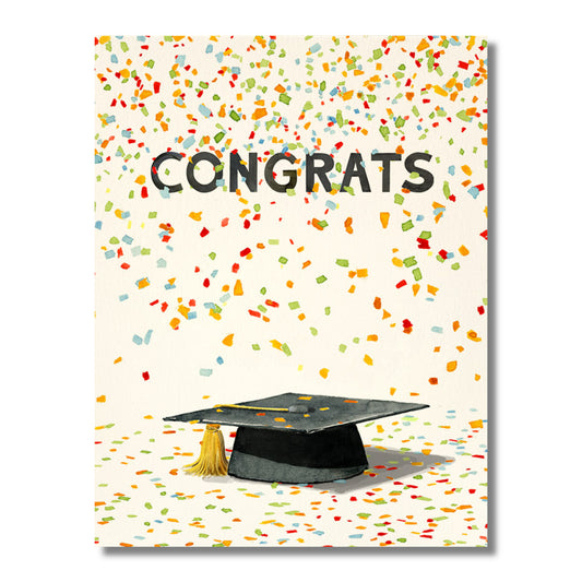 Graduation Card — Cap with Confetti