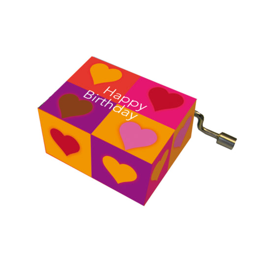 Happy Birthday Music Box, Rectangles with Hearts