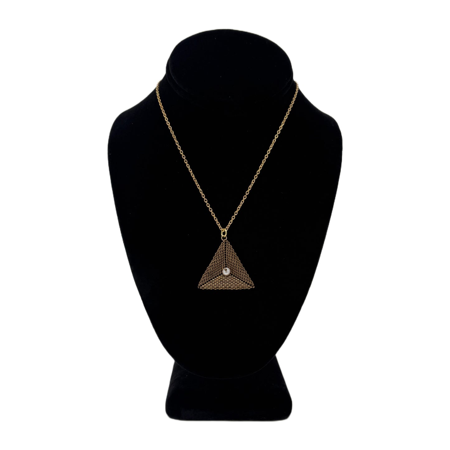 Beadsong Jewelry Large Triangle Necklace, Pearl