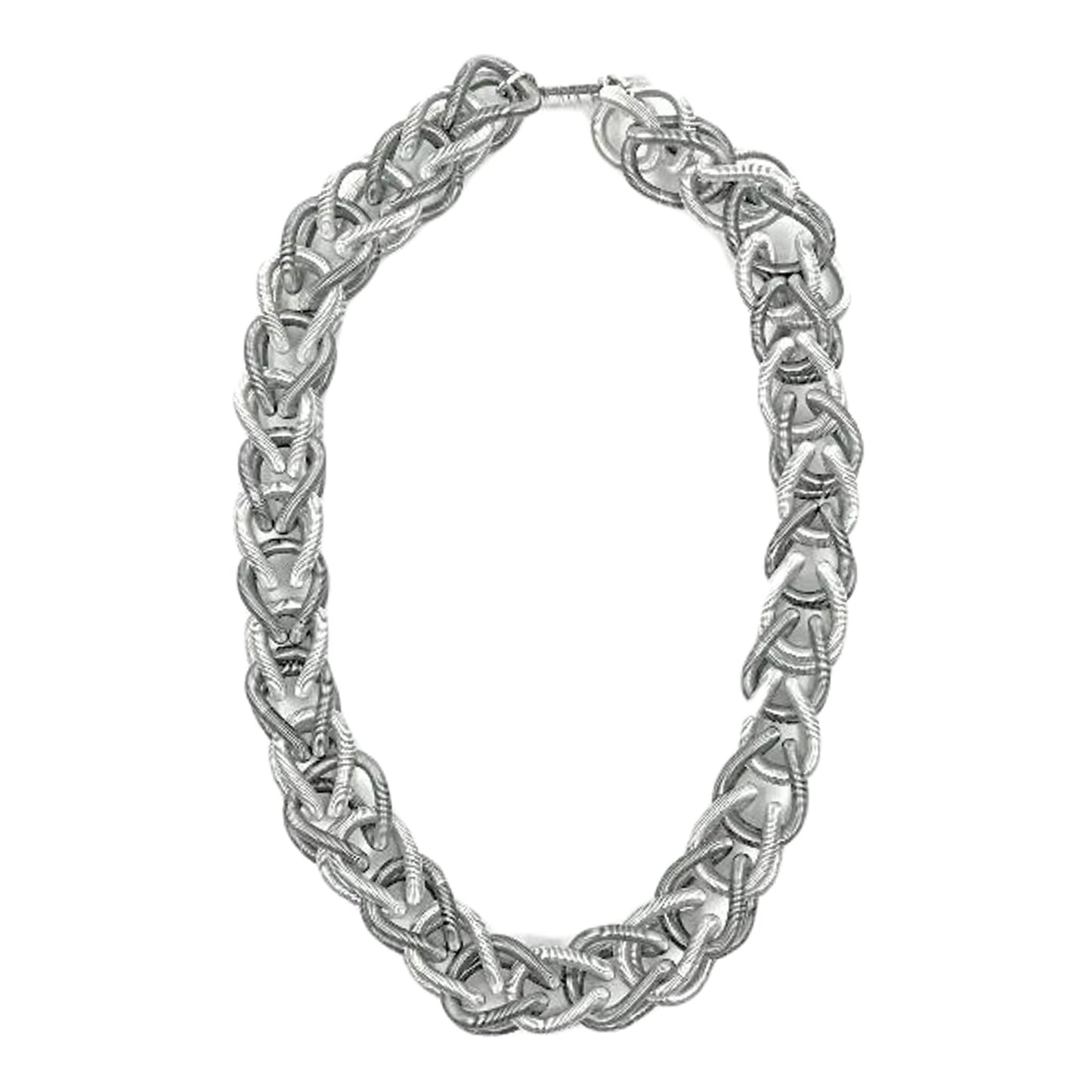 Piano Wire Chain Link Necklace, Silver & Slate