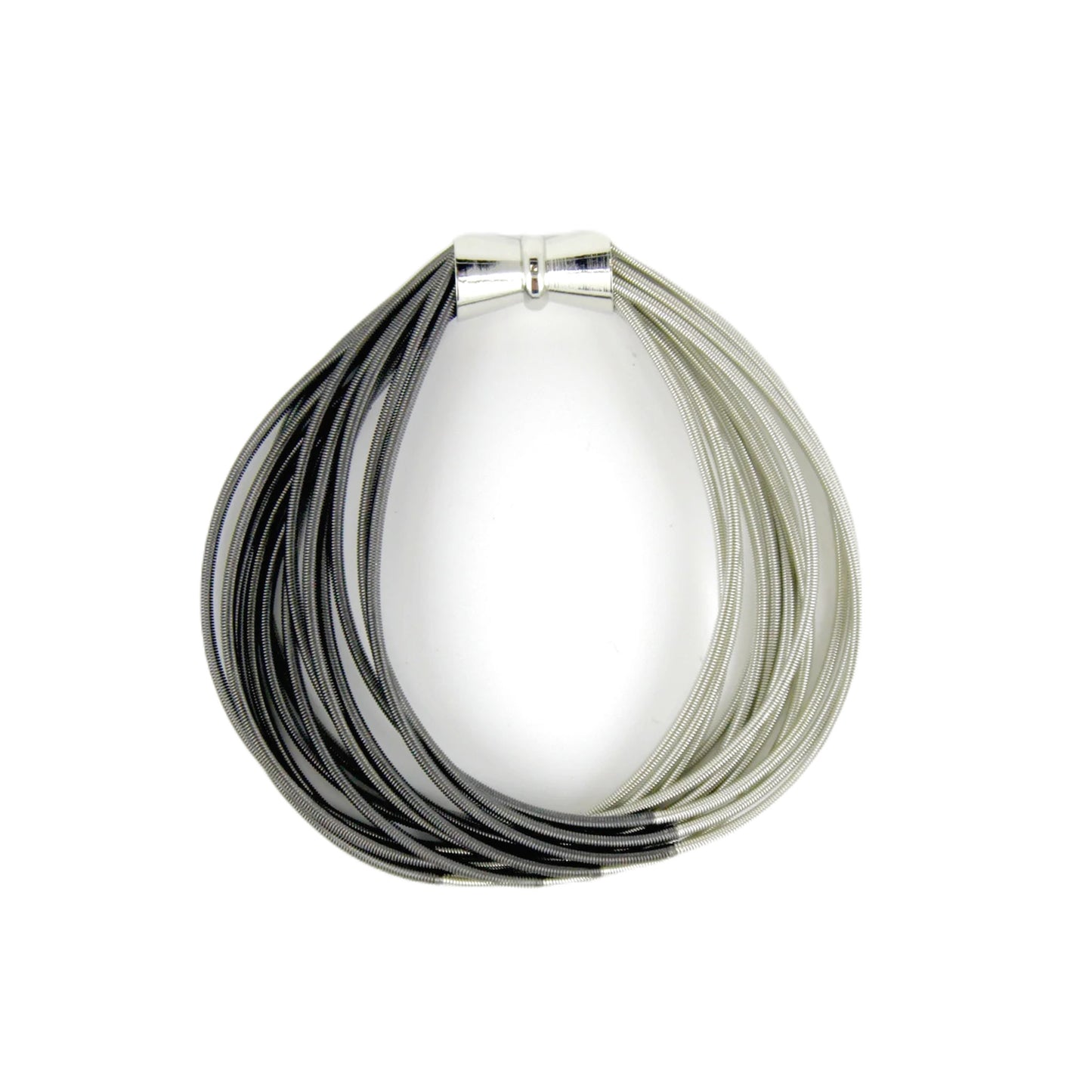 Piano Wire Two-Tone Bracelet, Silver & Slate