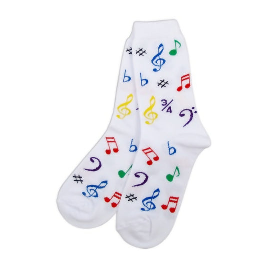 Music Notes Women's Socks, White