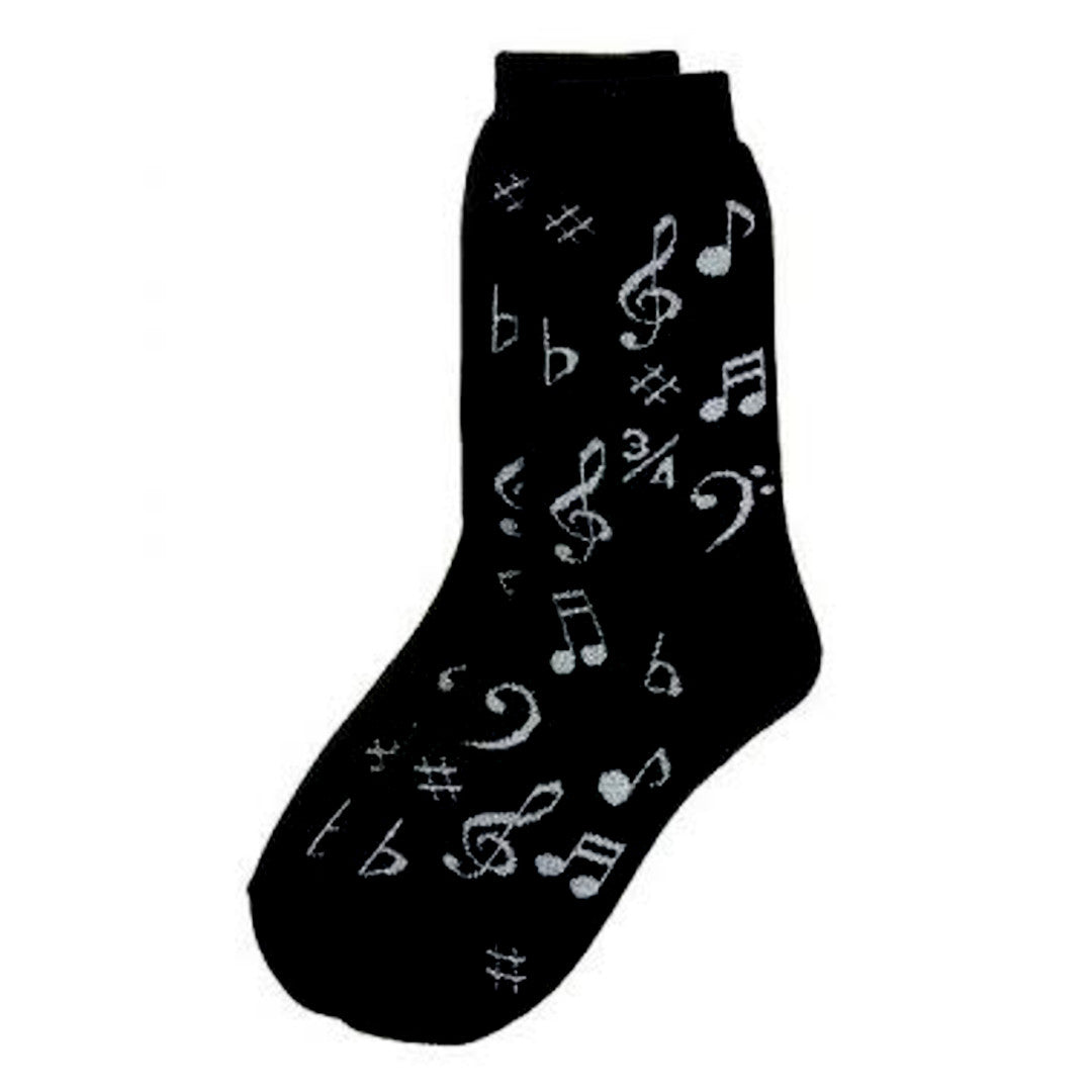 Music Notes Women's Socks, Silver
