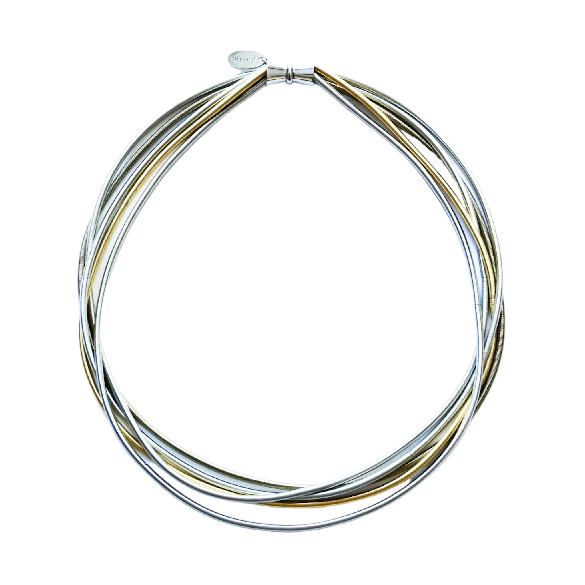 Long Piano Wire and Slate Ring Necklace - ShopperBoard