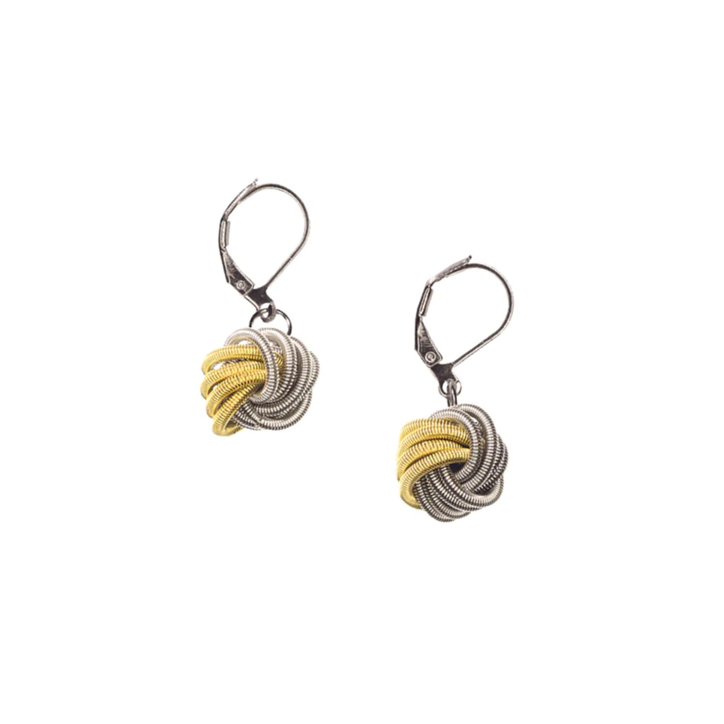 Piano Wire Knot Earrings, Gold & Silver