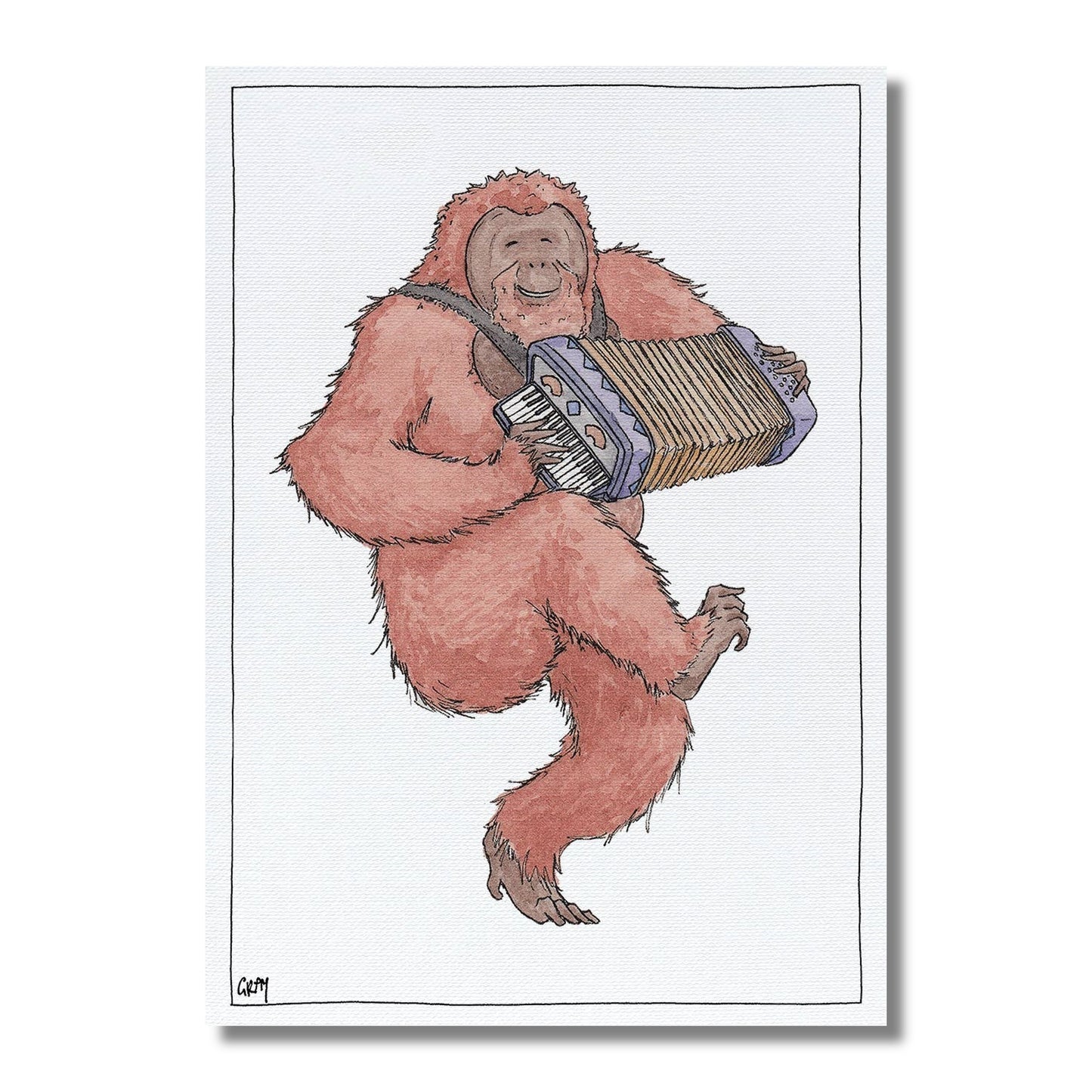 Blank Card — Orangutan Playing the Accordion