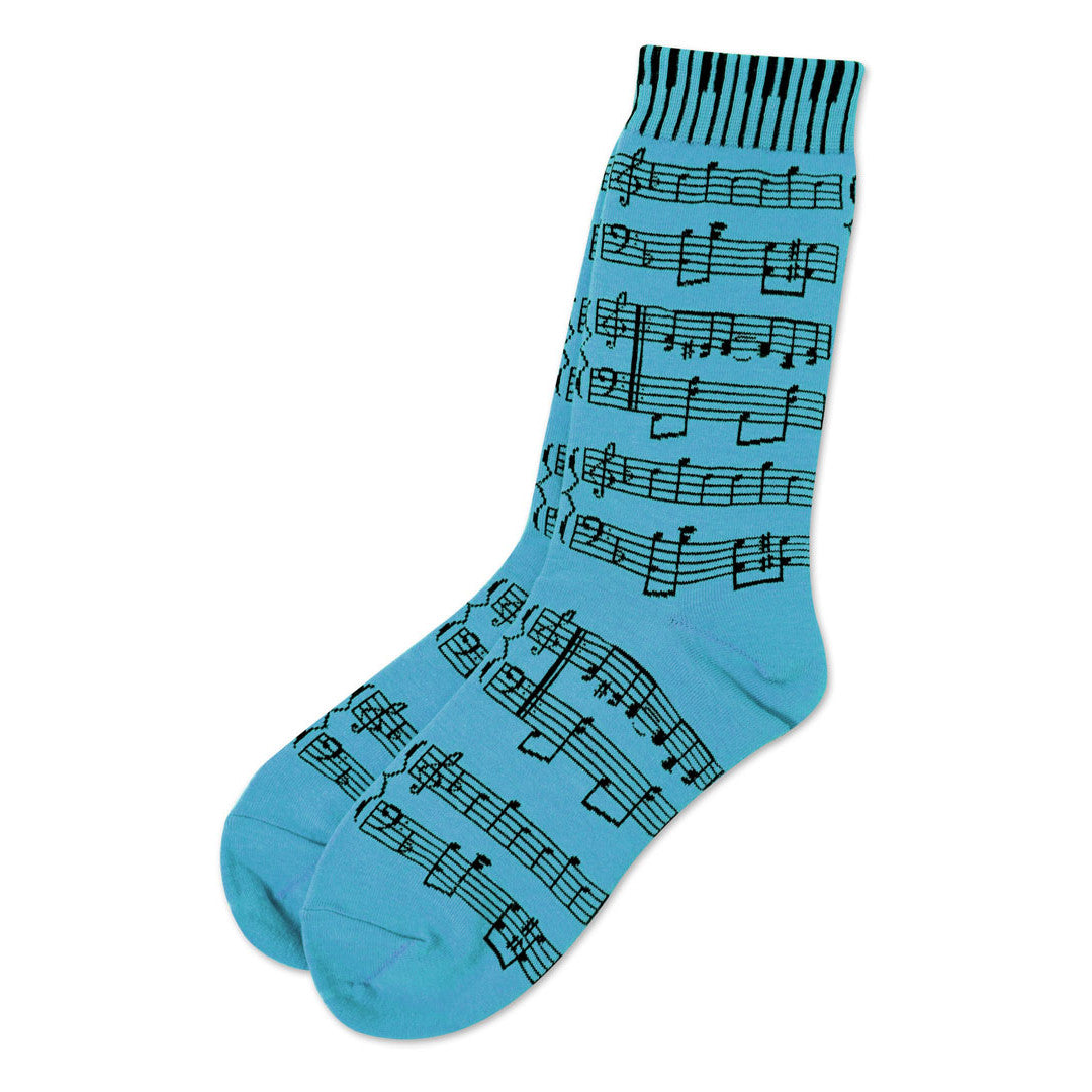 Music Staff & Keyboard Women's Socks, Blue