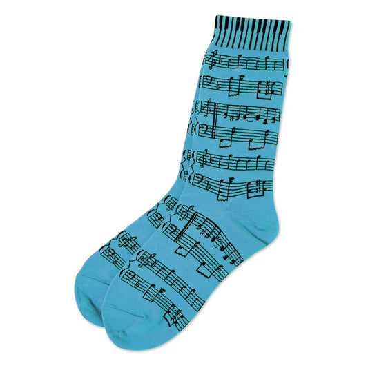 Music Staff & Keyboard Women's Socks, Blue