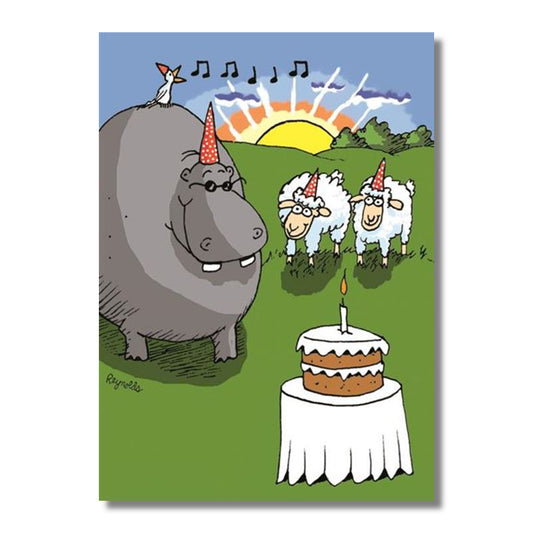Birthday Card — Hippo Bird-Day Two Ewe