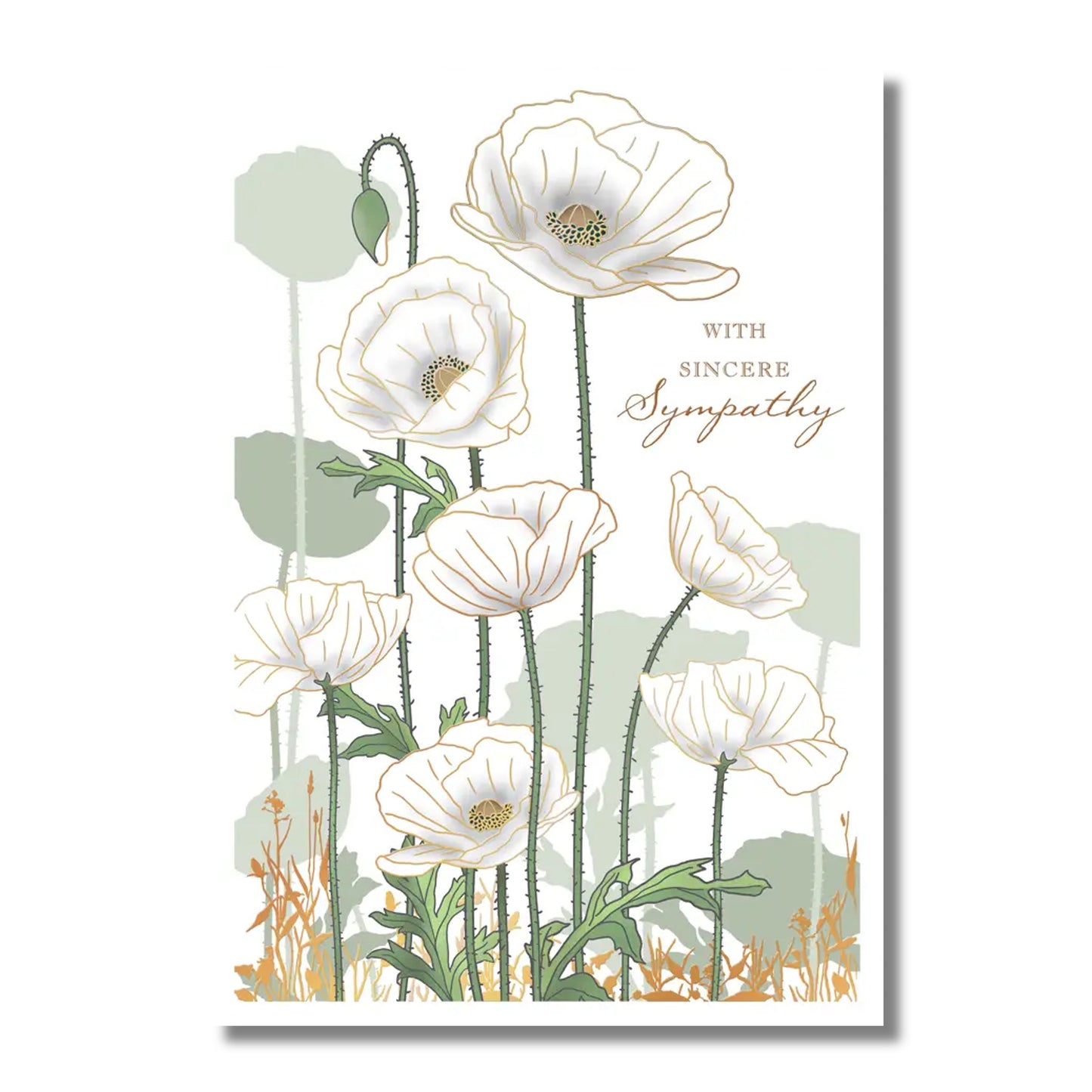 Sympathy Card — White Stemmed Flowers