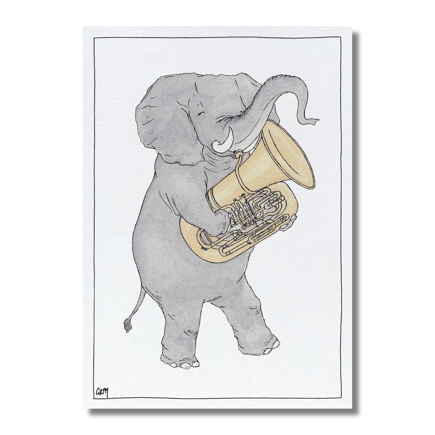 Blank Card — Elephant Playing the Tuba
