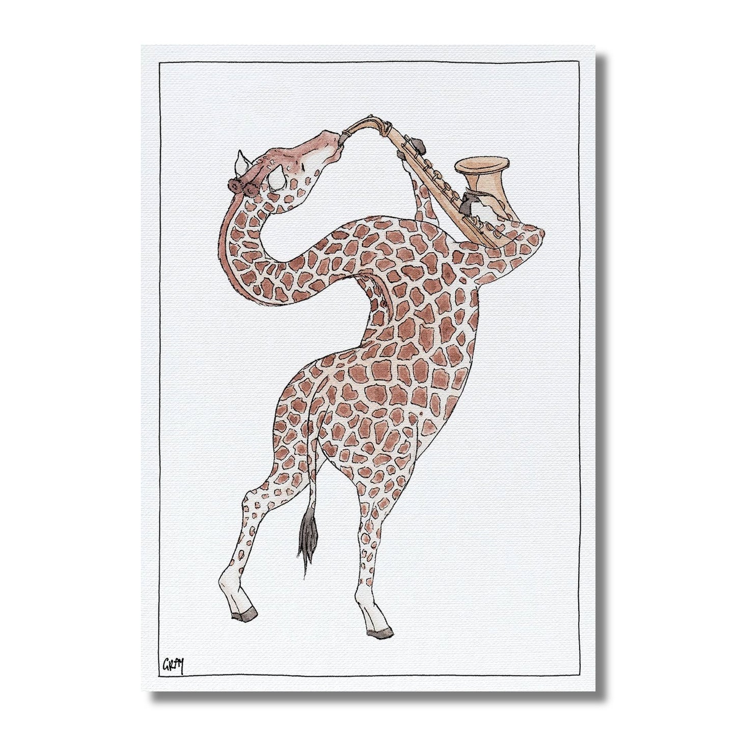 Blank Card — Giraffe Playing the Saxophone