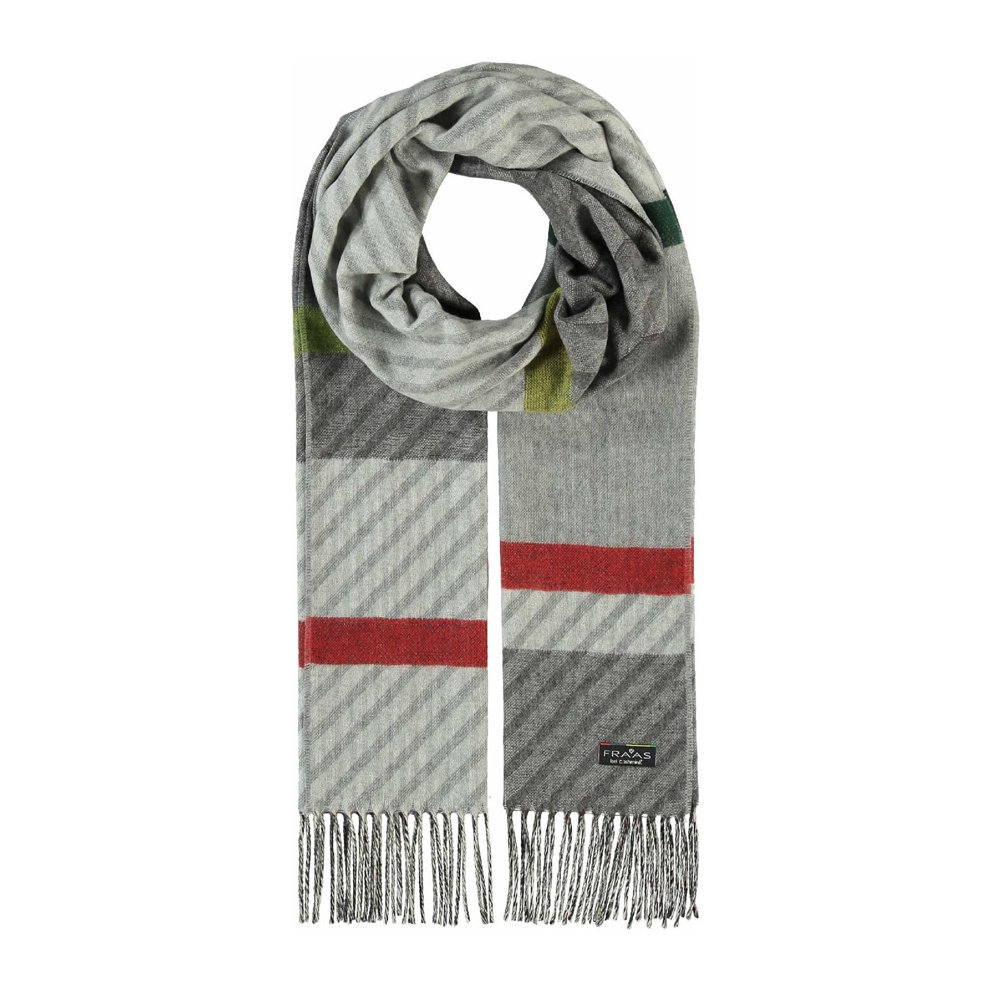 Striped Houndstooth Scarf, Gray