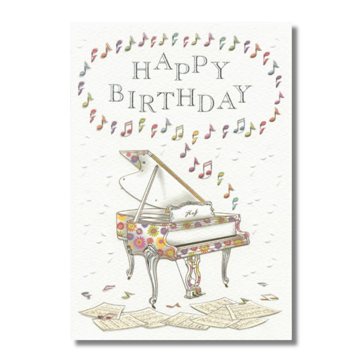 Birthday Card — Colorful Floral Piano