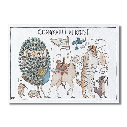 Congratulations Card — Celebrating Animals