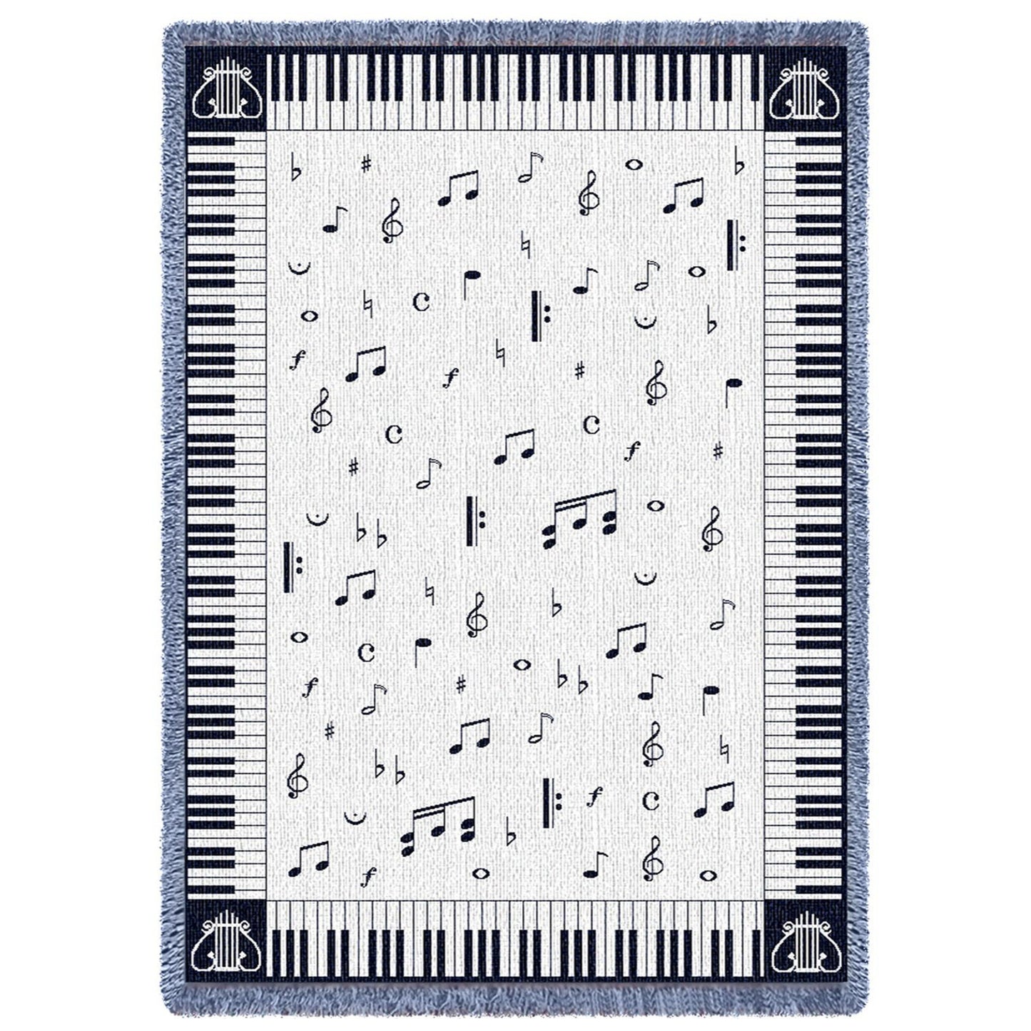 Piano Keys & Music Notes Throw Blanket