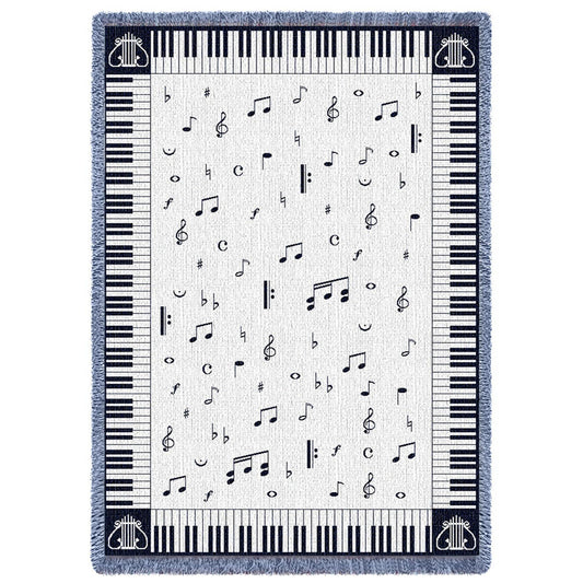 Piano Keys & Music Notes Throw Blanket