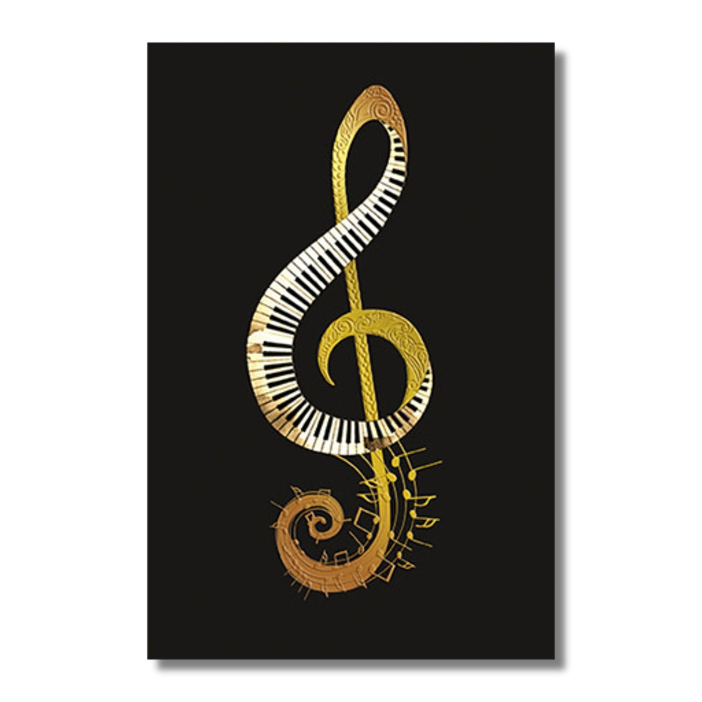 Blank Card — Treble Clef with Piano Keys