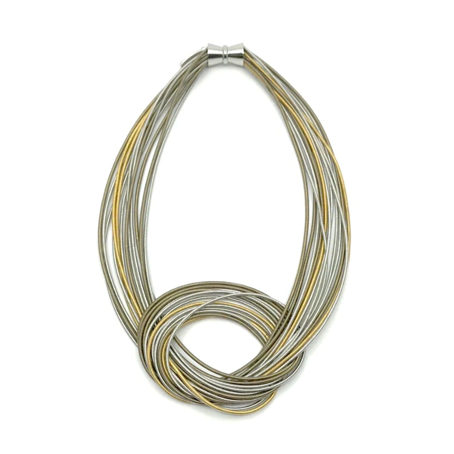 Piano Wire Knot Necklace, Gold & Silver